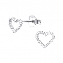 Heart - 925 Sterling Silver Plain Ear Studs MS19037