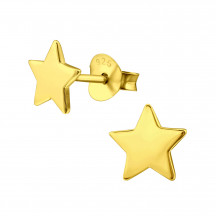 Star - 925 Sterling Silver Plain Ear Studs MS21185