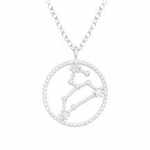 Shot of Leo Zodiac Sign - 925 Sterling Silver Jewelled Necklaces MS38849