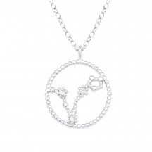 Shot of Pisces Zodiac Sign - 925 Sterling Silver Jewelled Necklaces MS38853