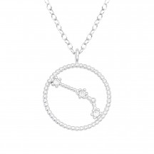 Photograph of Aries Zodiac Sign - 925 Sterling Silver Jewelled Necklaces MS38855