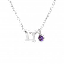 Picture of Gemini Zodiac Sign - 925 Sterling Silver Jewelled Necklaces MS40164