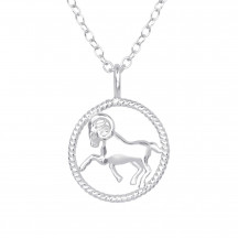 Shot of Aries Zodiac Sign - 925 Sterling Silver Plain Necklaces MS38797