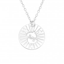 Shot of Pisces Zodiac Sign - 925 Sterling Silver Plain Necklaces MS43933