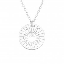 Shot of Cancer Zodiac Sign - 925 Sterling Silver Plain Necklaces MS43937