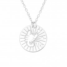 Shot of Scorpio Zodiac Sign - 925 Sterling Silver Plain Necklaces MS43941